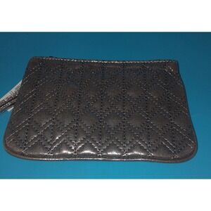 Express Metallic Pewter Quilted Wristlet Pouch Bag NWT